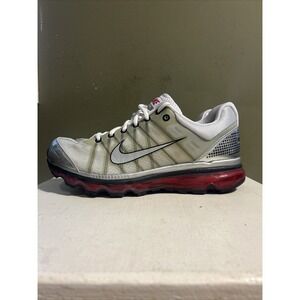 Nike Air Max 2009 Running Training White Gray Red Sneakers Comfort Mens 9.5